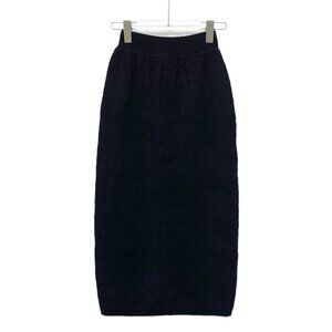 Fendi Black Logo Embossed Knitted Midi Skirt With Drawstring Waist 40/M New With